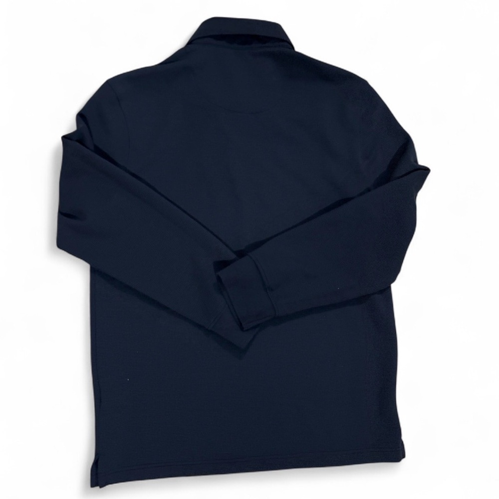 Geoffrey Beene Mens Navy Long Sleeve Polo Shirt Stretch Size L Preppy Golf - Picture 2 of 4